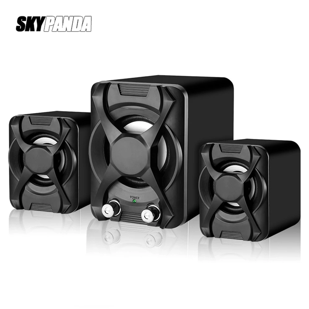 USB + AUX Wired Computer Subwoofer Speakers 5W+3W*2 Set Bass Reinforcement Stereo 2.1 Speakers for PC Phone Loudspeaker