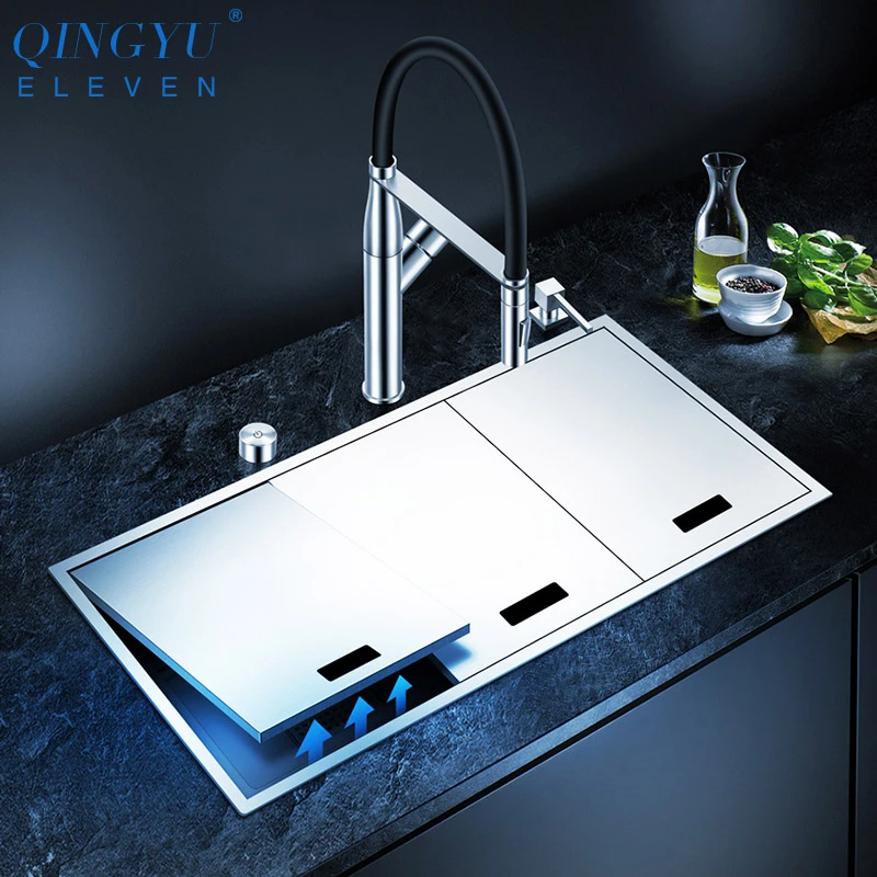 New Cloaking Kitchen Sink Three Cover Hidden Double Large Size 304 Stainless Steel 4mm Thickness Handmade Brushed Kitchen Sinks Kitchen Sinks Aliexpress New Cloaking Kitchen Sink Three Cover Hidden Double Large Size 304 Stainless Steel 4mm Thickness Handmade Brushed Kitchen Sinks Kitchen Sinks Aliexpress