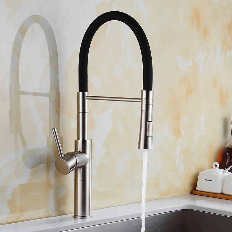 brushed nickel MTTUZK матовый черный кухонный кран 360 ronating blackend раковина кран холодной и горячей кухни смеситель Матовый никель кухонный кран - Цвет: brushed nickel