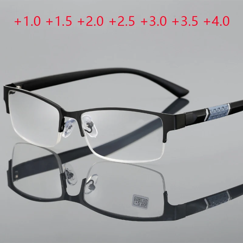

Retro Metal Frame Square Reaading Glasses Men Half Frame Diopter Glasses Business Male Presbyopic Eyeglasses +1.0 +1.5 +2.0 +2.5