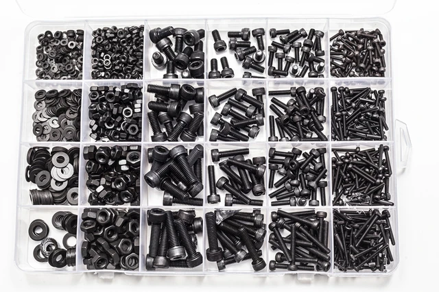 1120pcs M2 M3 M4 M5 Hex Socket Screw Set Carbon Steel Flat Round Cap Head Screws Bolts and Nuts Assortment Kit with Storage Box Socket-DIN912