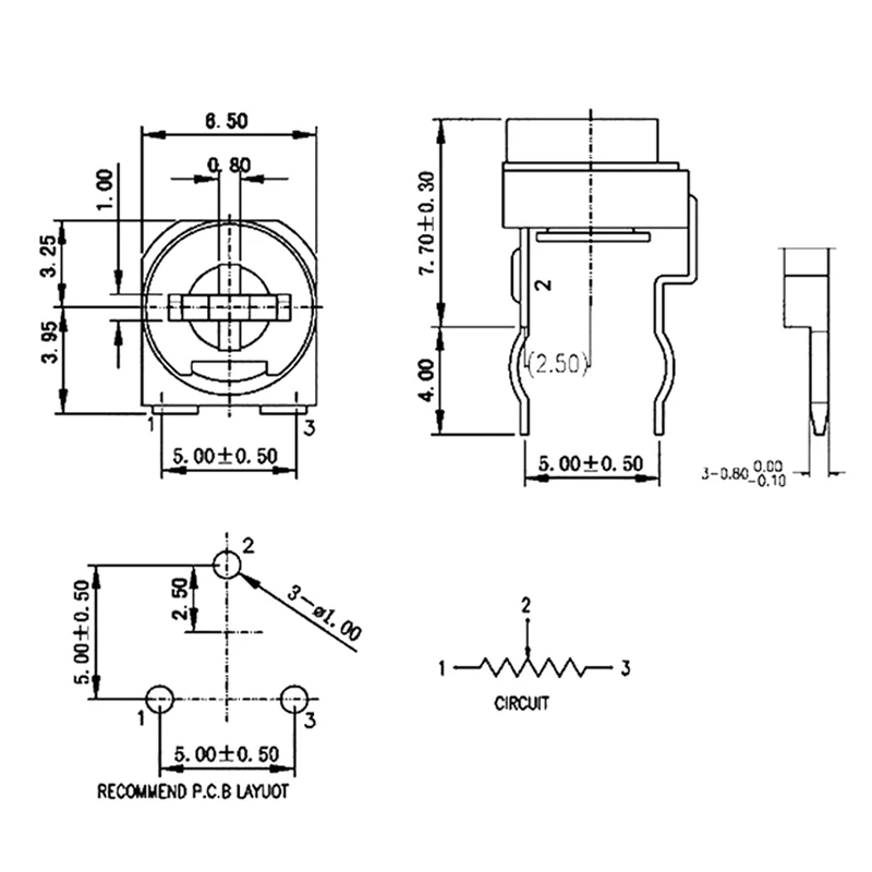 Preset Potentiometer Trimpot Pinout, Specs Datasheet, 53 OFF