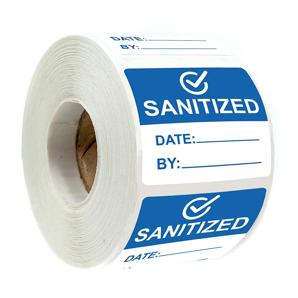 Sanitized Stickers Safety Labels 1.8 X 2 Inch Removable Sanitized Sticker Adhesive Sanitized Labels Tamper Evident Sticker