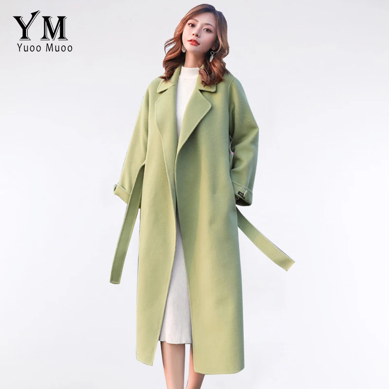 YuooMuoo Ins модное зимнее Длинное Зеленое Женское пальто 2019 Новое элегантное