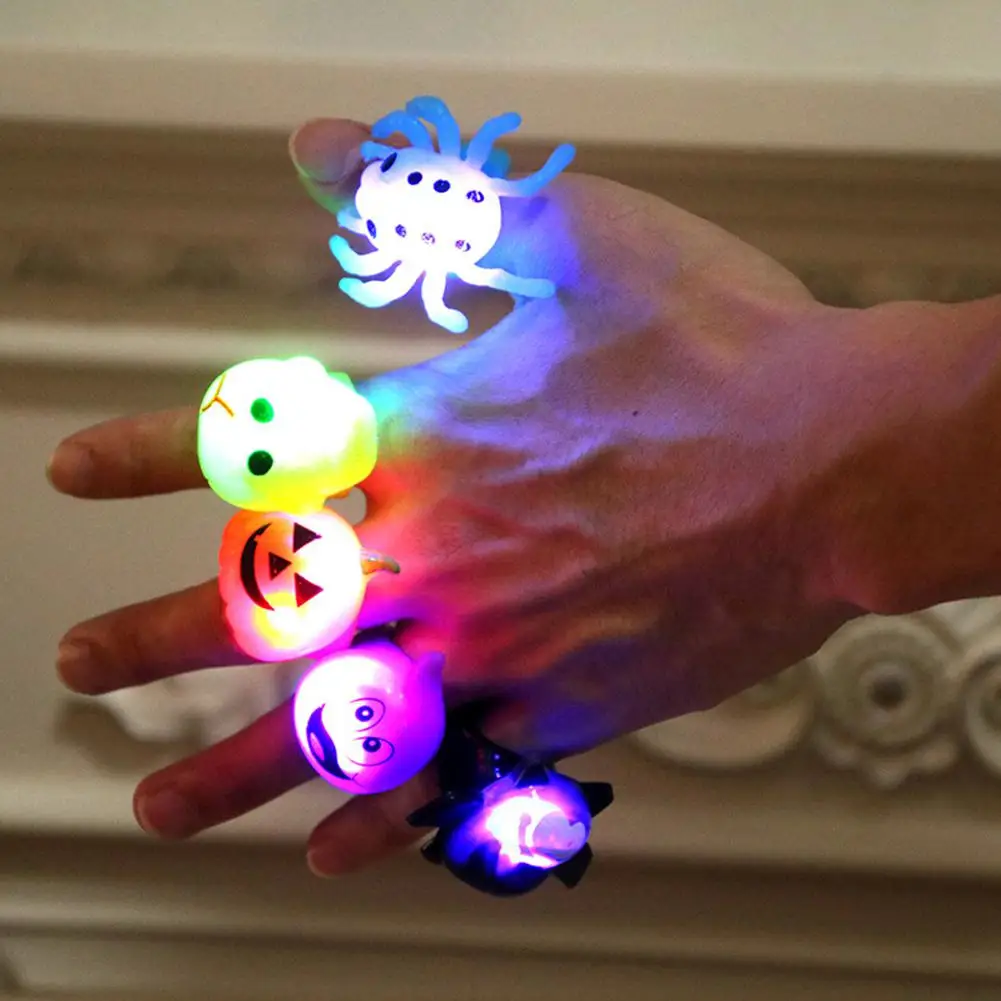 

RCtown Fashion Halloween Led Light Up Rings Luminous Ring Lamp Toy Glow in the Dark for Halloween Party Trick or Treat Gift Set