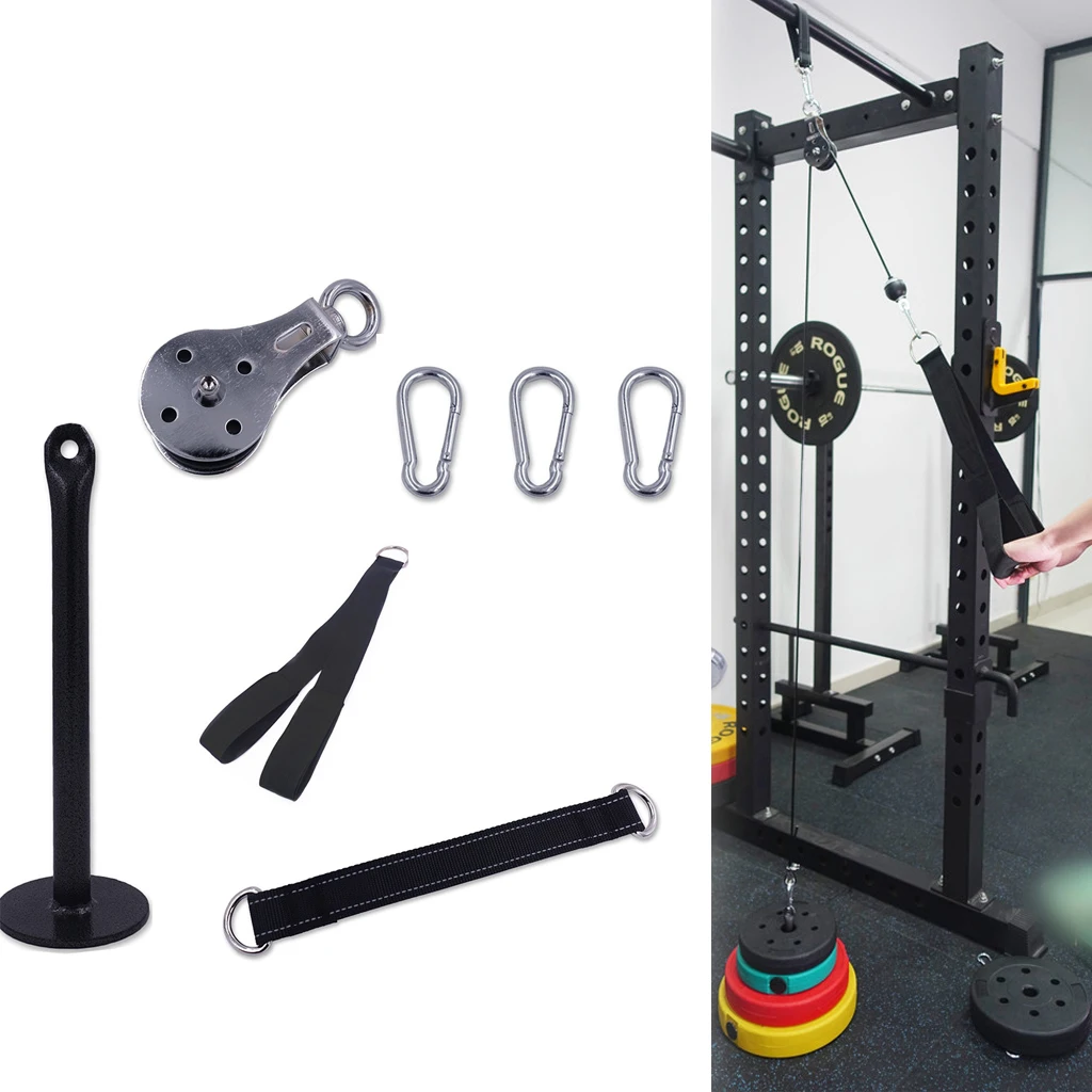 7pcs/set Pulley Cable Machine System Triceps Biceps Shoulders Chest Training Kit Home Arm Forearm Strength Trainer Training Gear