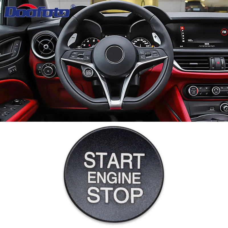 Doofoto для Alfa Romeo Start Stop стильная кнопка Зажигания для автомобиля крышка кольцо кнопка пуска корпус Стайлинг Автомобильная наклейка для внутреннего интерьера аксессуары - Цвет: Black Cover
