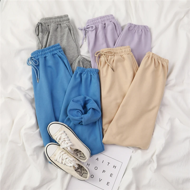 Mooirue Summer Autumn Women Harem Pants Cotton Purple Gray Kahkai Blue Sweat Pants Bottom