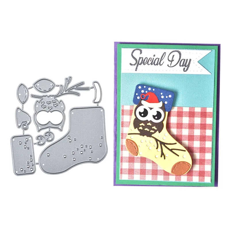 

DiyArts Socks with Owl Metal Cutting Dies New Christmas Dies for Card Making Scrapbooking Embossing Die Cut Stencil Craft Dies