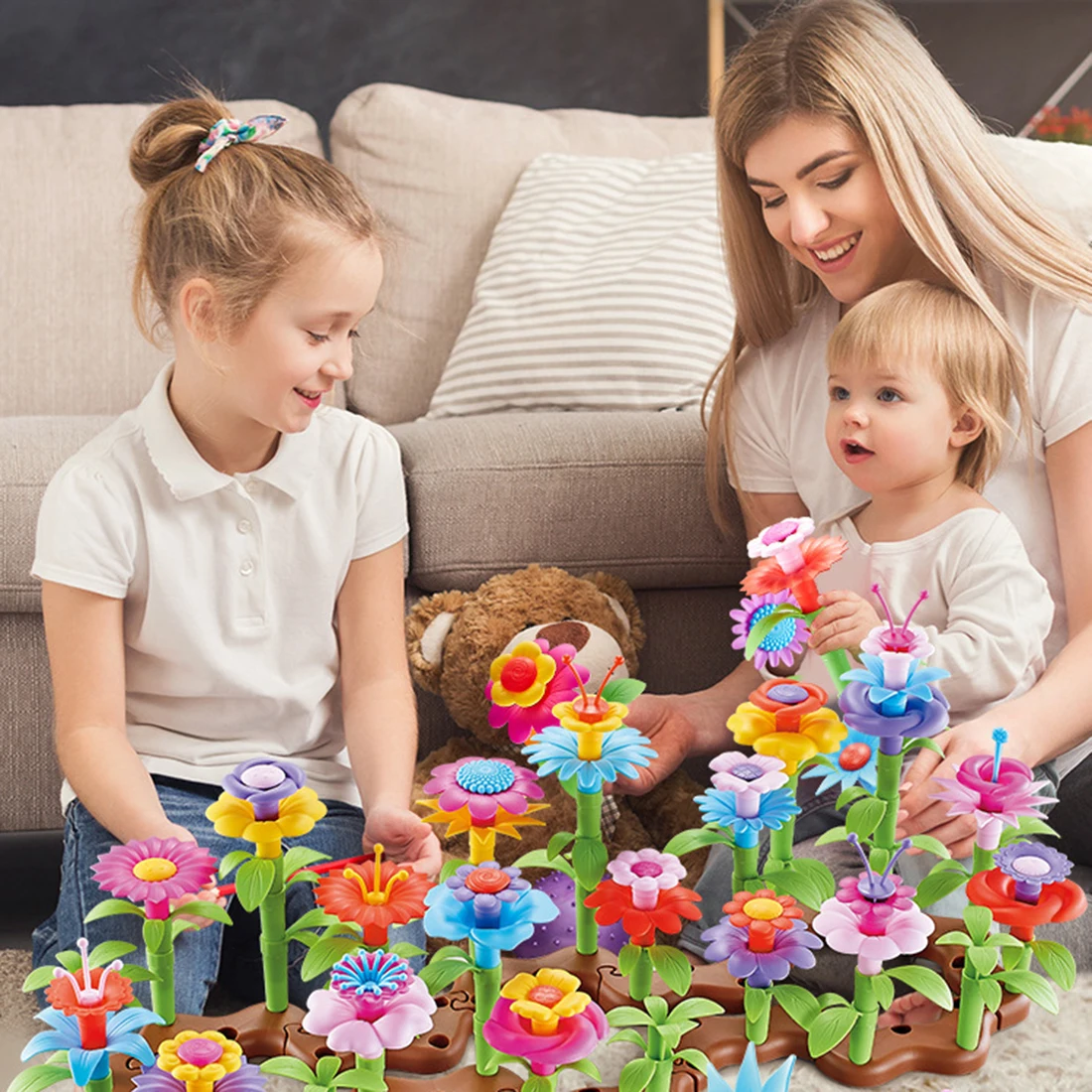 Горячая Распродажа 104 шт DIY строительные блоки для цветков и садов цветочные композиции в сборе развивающие игрушки подарок для детей и взрослых