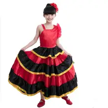 Детское платье для фламенко; костюмы для испанских танцев для девочек; Vestido; юбка для фламенко-540 градусов