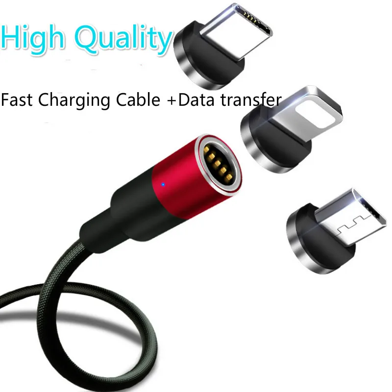 Магнитный usb кабель для быстрой зарядки данных 3A нейлоновый Плетеный с