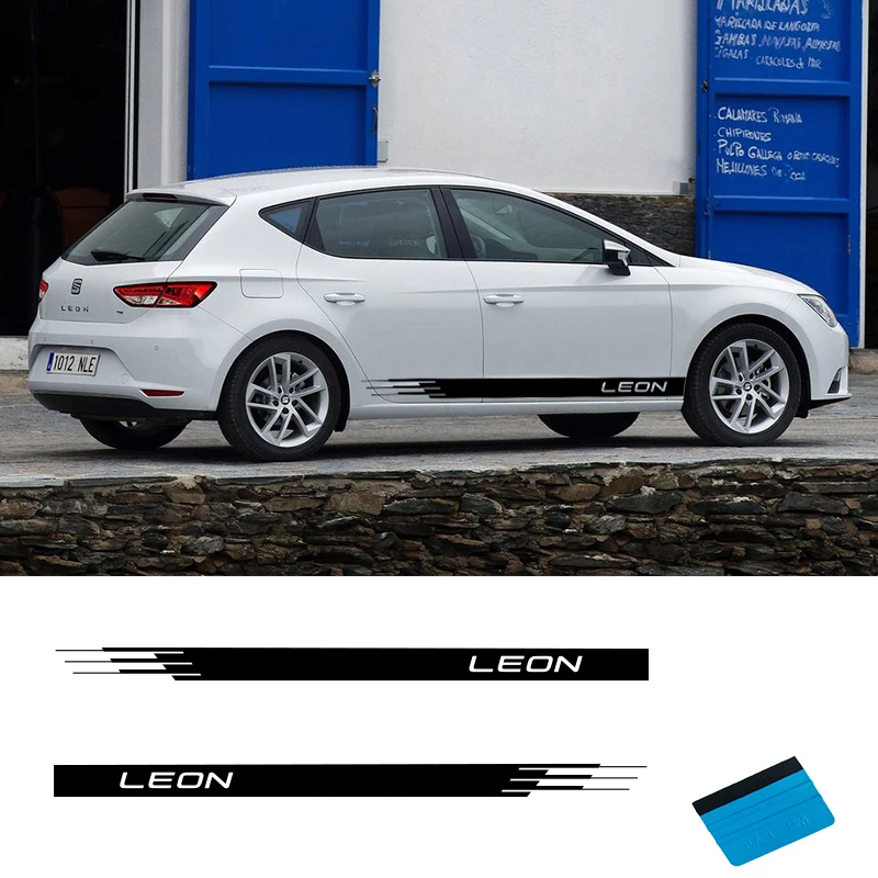 

Racing Sport Flag Door Side Skirt Stripes Car Styling Body Decor Sticker For Seat Leon Auto Customized Decal