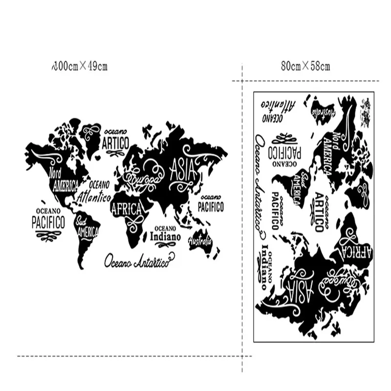 Черная карта мира детская Съемная Наклейка на стену домашний декор для гостиной декоративный Глобус графика для спальни домашний декор - Цвет: D