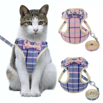 

Bowknot Cat Harness and Leash Set Mesh Kitten Puppy Dog Harness Adjustable For Small Dogs Chihuahua French Buldog Pug