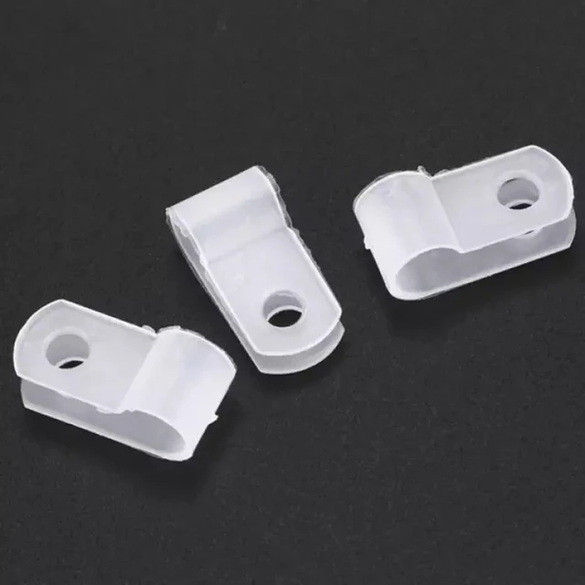 White Plastic Nylon R-Type Cable Clip Clamp Cord Wire Hose Fixed Holder  Fastener