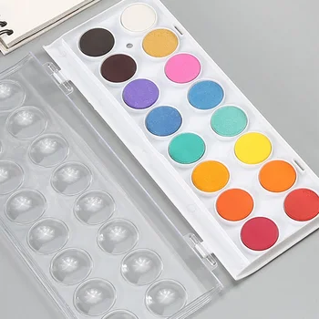 

12/16/28 Colors High Saturation Smooth With Brush Stationary Portable Watercolor Set Solid Pigment School Painting Art Supplies