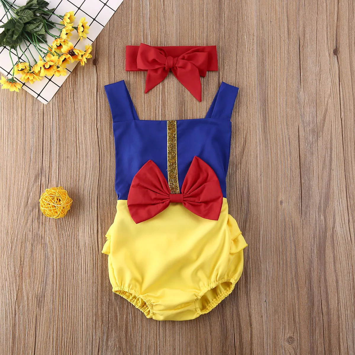 baby bodysuit dress Snow White Baby Girl 0-24M Bow Clothes Romper Tops Fancy Dress Shorts Party Outfits Baby Bodysuits medium