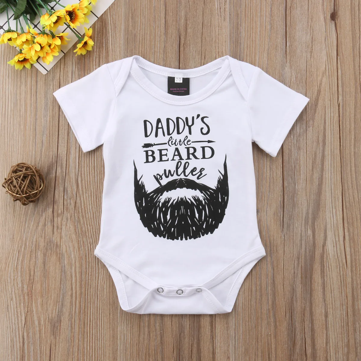 Newborn Baby Boys Girls Romper Letter  Moustache Short Sleeve Jumpsuit Clothes Outfits