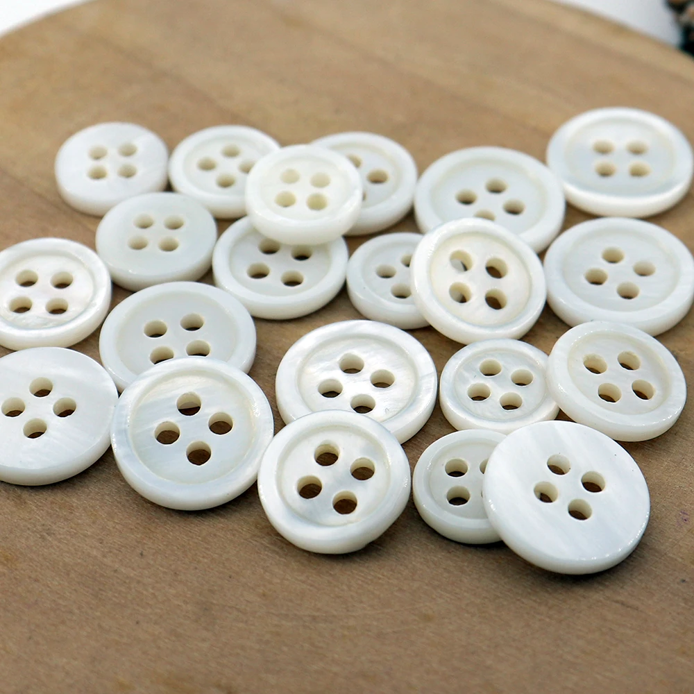 Niucky 9mm-11mm 4 Holes Natural Freshwater River Shell Buttons for Shirt Small Round Thin Edge Sewing Supplies  S0201-009 2