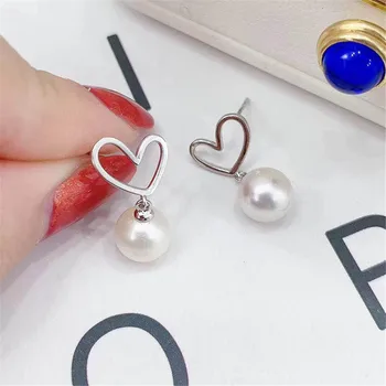 

Real Solid 925 Sterling Silver Pearl Stud Earrings Accessories Findings DIY Jewelry Ear Hook Blank Empty Support