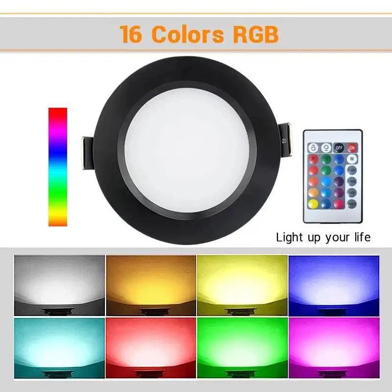 LED Down light 9W RGB with Remote Control Dimmable Spot Lamp Waterproof 220V Ceiling Recessed Downlights led downlight,recessed ceiling spotlight,ceiling lamps