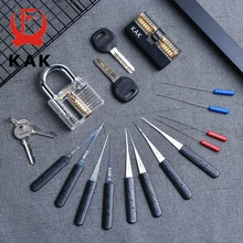 KAK transparente Visible a corte práctica candado cerradura con roto clave eliminar Kit de gancho de Extractor de cerrajero herramienta de la llave