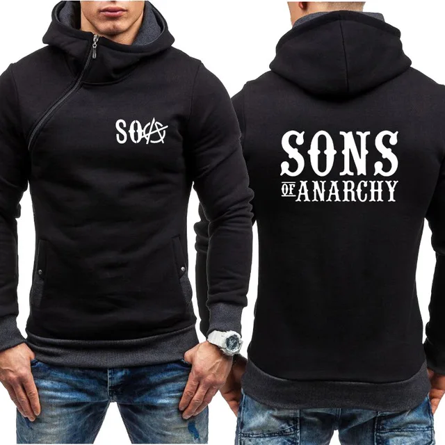 Мужские толстовки с капюшоном для SOA Sons of anarchy, Детская Спортивная одежда на молнии, Мужская модная повседневная толстовка, флисовое теплое худи в стиле хип-хоп