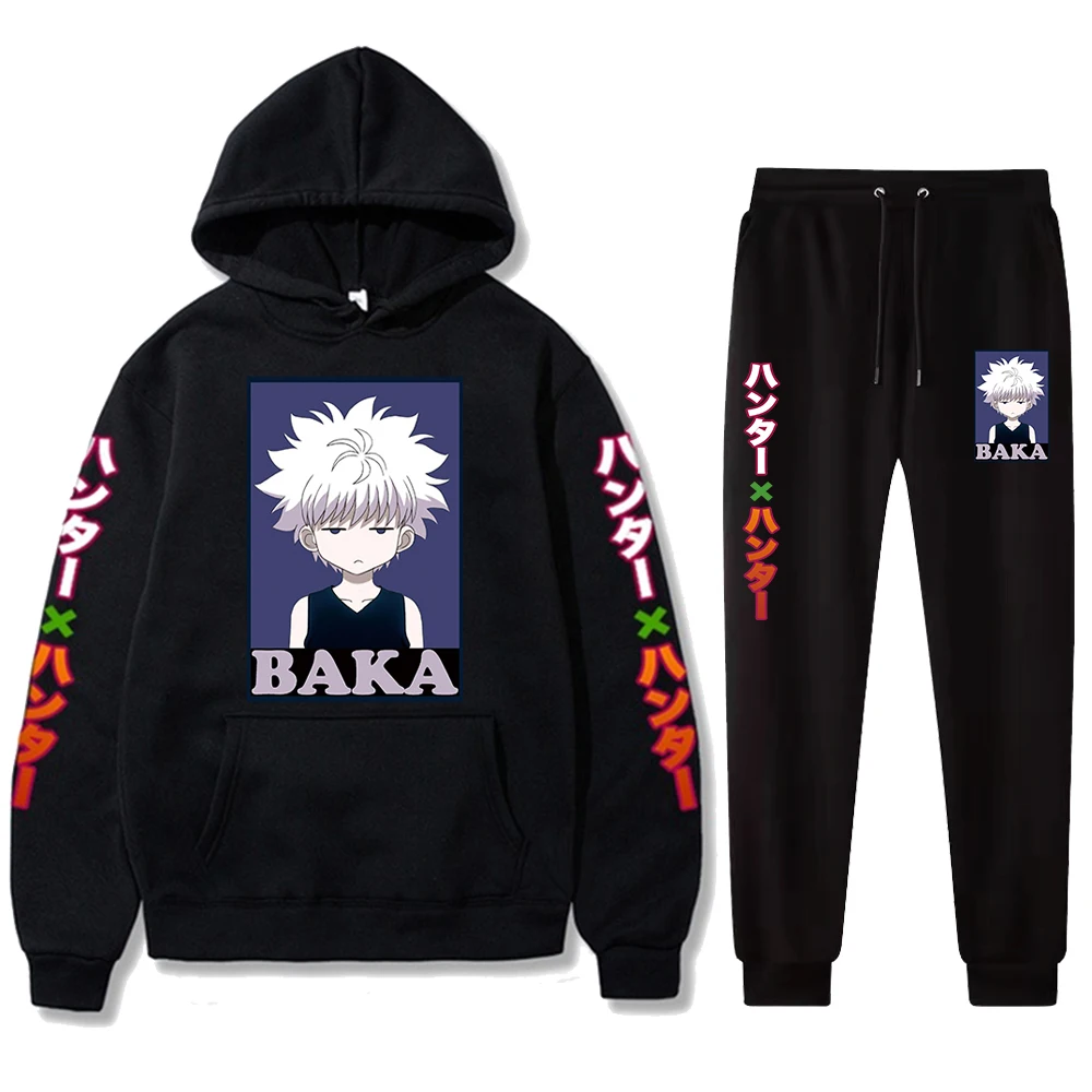 

Japanese Anime Haikyuu Hoodie Pants Funny Killua Baka Casual Tracksuits Casual Jogging Suits Harajuku