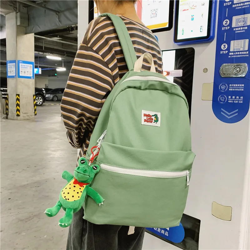 

New Style Cute Pendant School Bag Women's INS Wind Korean-style High School Backpack Students Versatile Harajuku Ulzzang Backpac