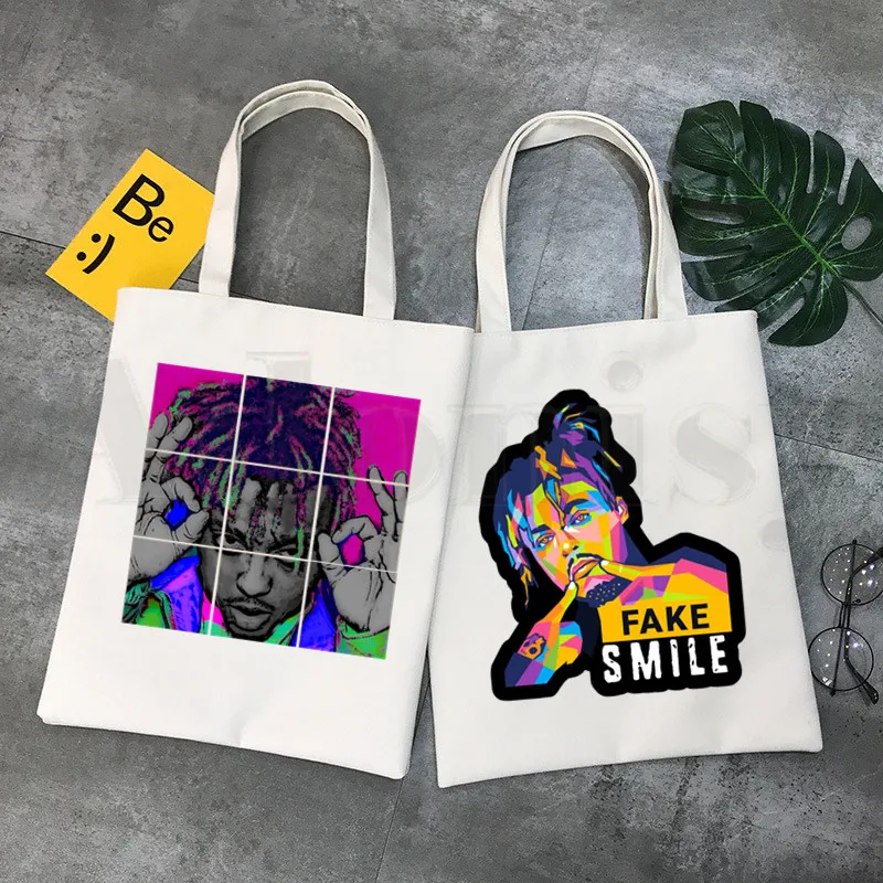 

Juice Wrld RIP Rapper Singer Graphic Hipster Cartoon Print Shopping Bags Girls Fashion Casual Pacakge Hand Bag