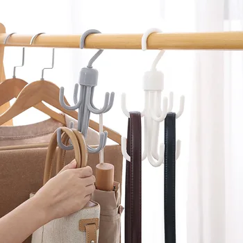 

Rotating Hook Belt Holder Hanging Rack Handbag-Bag Space-Saving-Hanger Cabinets Rotation 360-Degree Scarf Shoes Storage Hooks