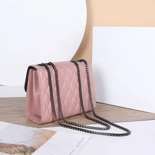 New Genuine Leather Women s Shoulder Bag Handbag Fashion Brand Designer Chain Sling Bags Natural Cowskin