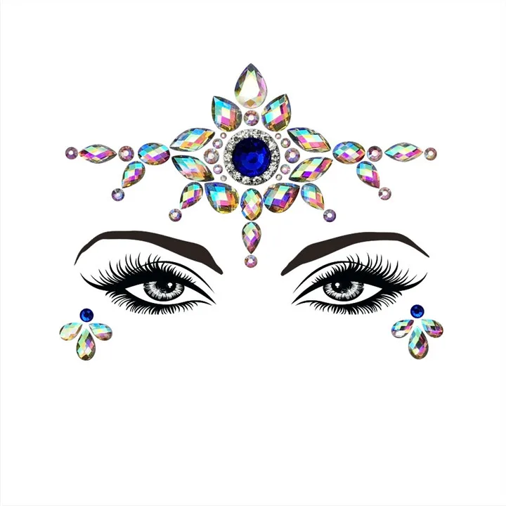 8  Colorful Rhinestone Face StickersB For Women Halloween Christmas Birthday Party Decor Beautiful Resin Gemstone Face Sticker