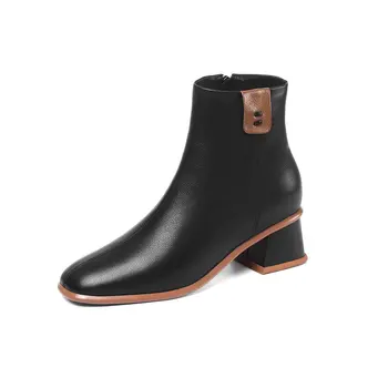 

The High Quality Genuine Leather Women Ankle Boots 2020 Spring Autumn New Round Toe Strange Style Basic Chelsea Boots