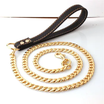 

Black Gold Stainless Steel Dog Leashes Rope Training Metal Pet Leash Dogs Chain for Pet Stuff Accessories Product Pug Pitbull