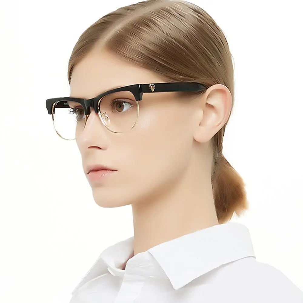 Skup Kobiety okrągłe okulary rama optyczna recepta komputer krótkowzroczność przezroczyste okulary jasne metalowe ramki światła OCCI CHIARI BAUSO