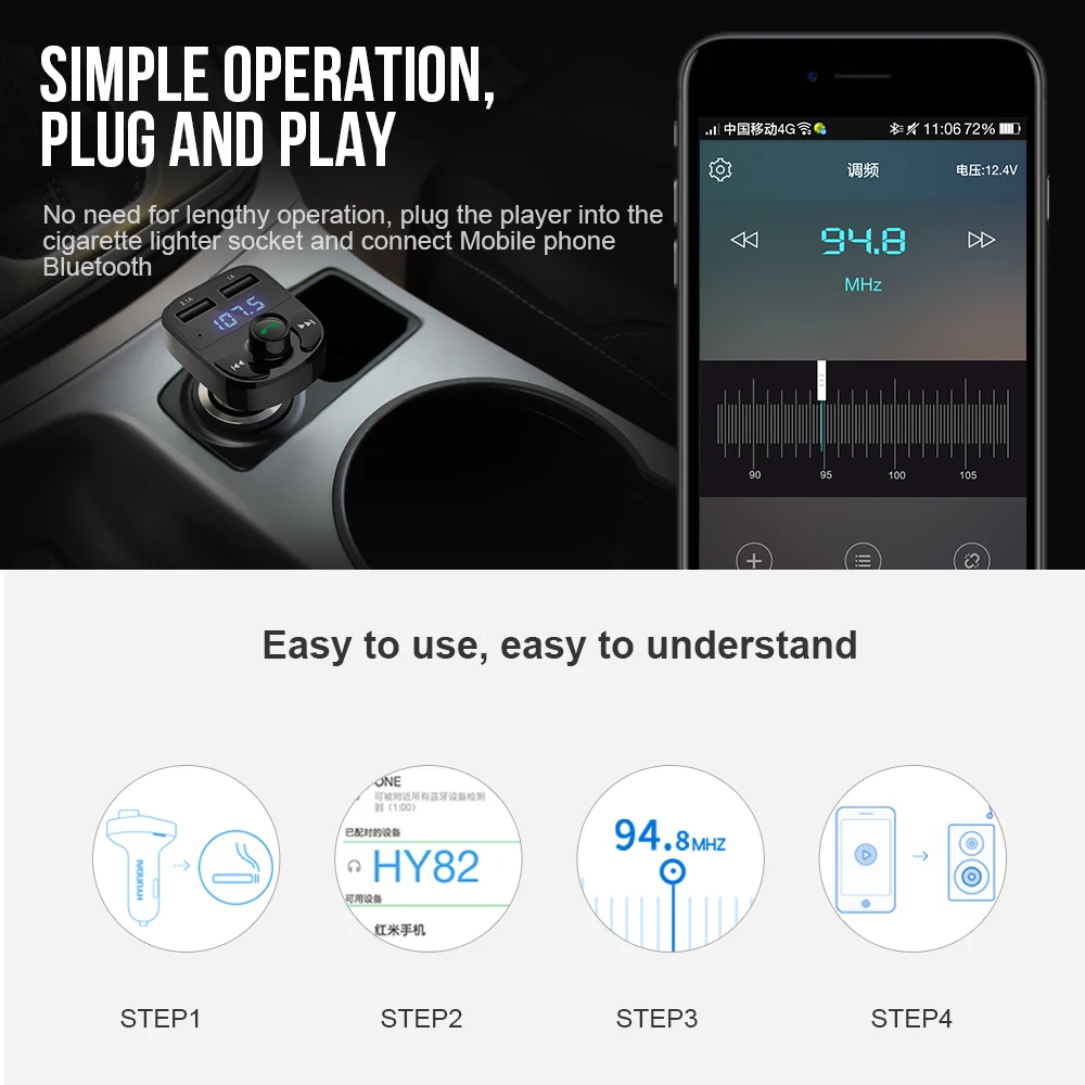 Vehemo Dual USB 3.1A Bluetooth fm-передатчик Bluetooth автомобильный комплект с функциями "hands free" и Bluetooth для автомобиля зарядное устройство автомобильная универсальная музыка