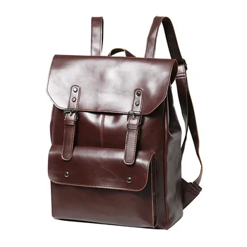 

New Vintage Men Hasp Backpack England Style Fashion Retro Crazy Horse Leather Backpacks Men's Bag Mochila Male Bolsa Sac