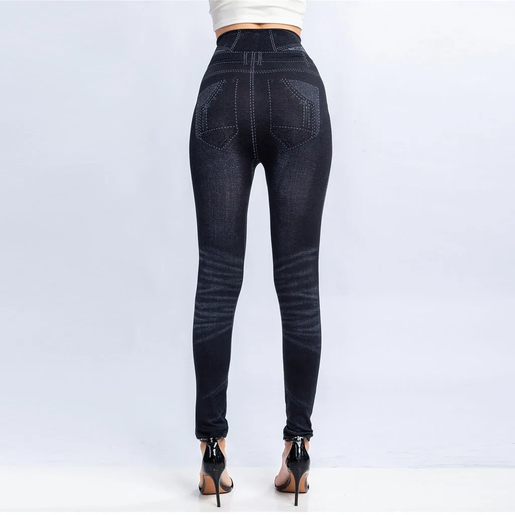 Jaycosin Newest Hot Fashion Women Stretch Jeans Pants Slim Solid Wet High Waist Trouser Pants Full Length Pants Trousers 226