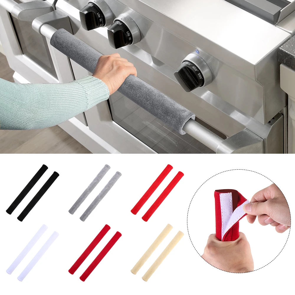 Soft Velvet Cloth Refrigerator Door Handle Anti-static Keep Handle Clean Kitchen Appliance Protector Cover 2Pcs