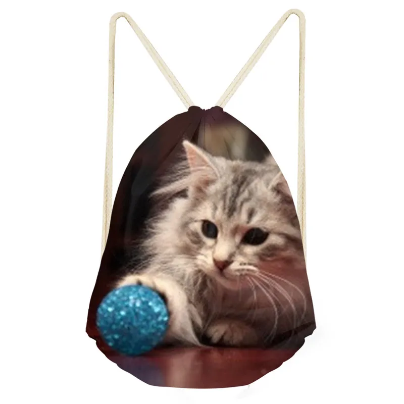 

3D Naughty Cat Pattern Drawstring Bag Casual Backpack Fashion Print Storage Bags Stylish for Teenagers Boys Girls Travel Rucksac