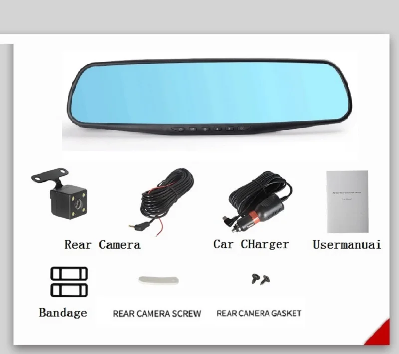 Full HD 1080P камера ночного видения для автомобиля Dvr Авто 4,3 дюймов зеркало заднего вида цифровой видеорегистратор двойной объектив регистратор видеокамера