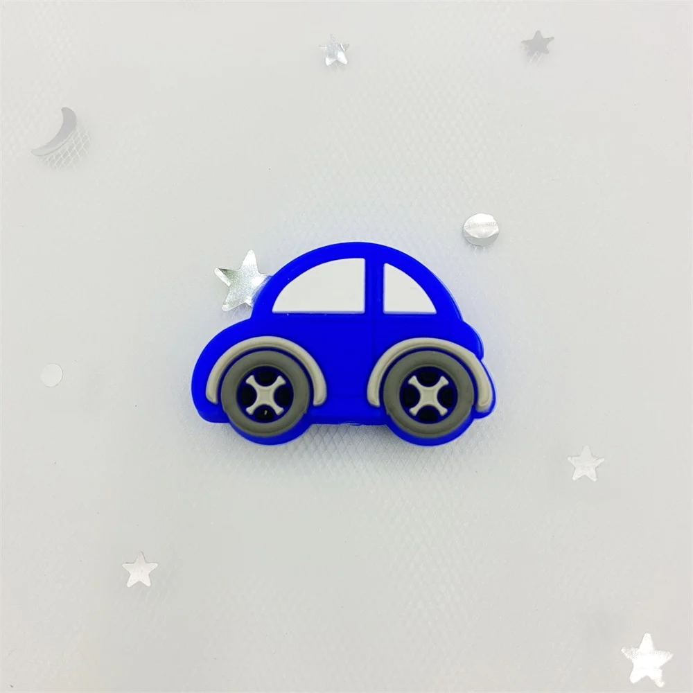 5pcs Mini Car Silicone Beads Baby Teether Bead Teething Toys Accessories Food Grade Silicone kid boys DIY Toddler toys 5