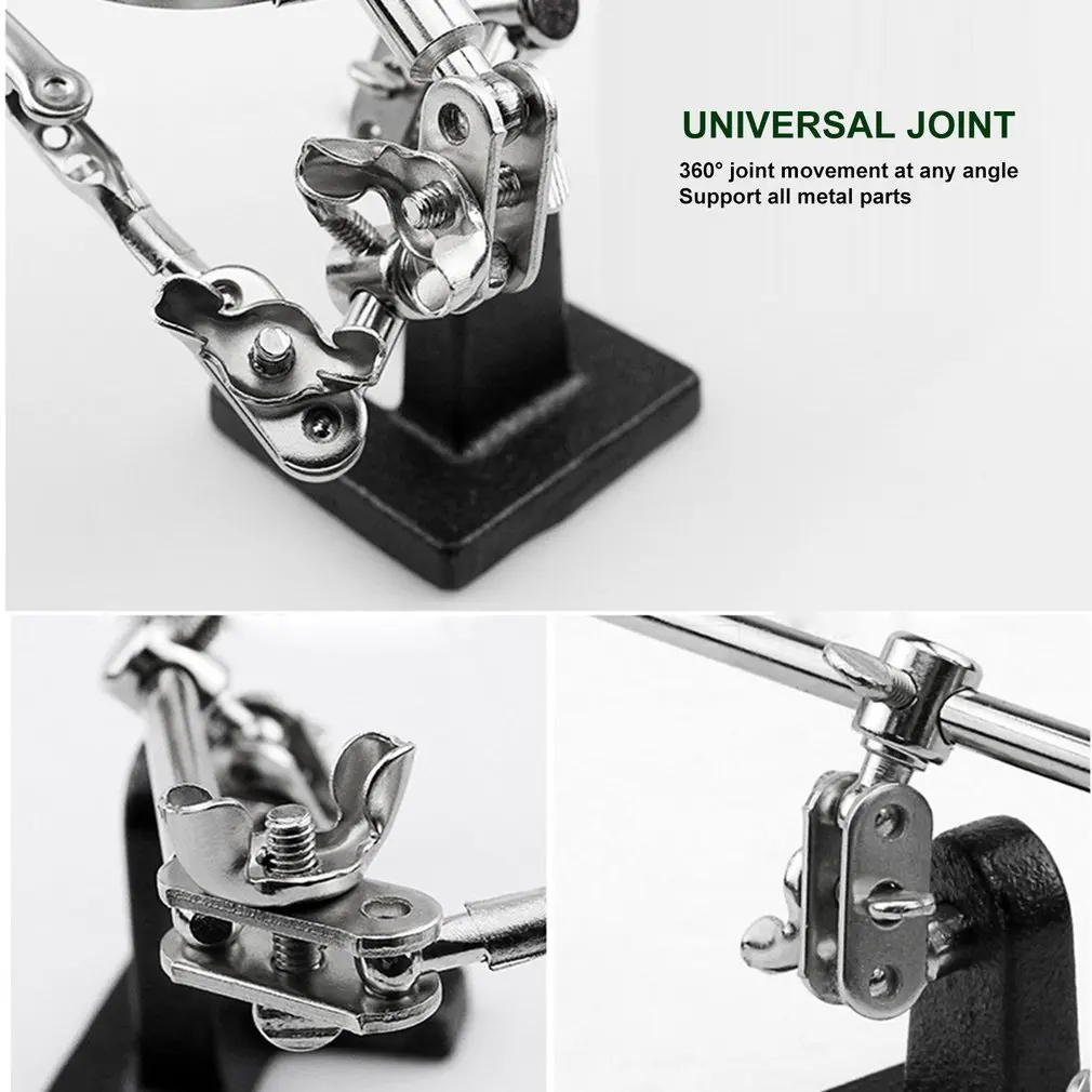 3 Hand 5X Magnifier Portable Clip-on Metal Holder Soldering Iron Stand Welding Tool With Magnifying Glasses For Jeweler Stamps