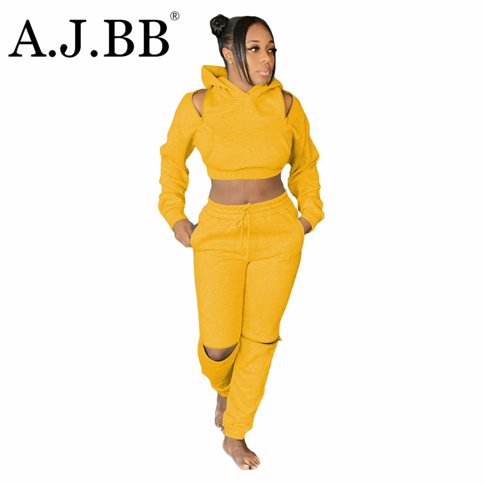 

Autumn 2020 new fashion solid color women's sports suit casual cap collar long sleeve top and trousers 2-piece set