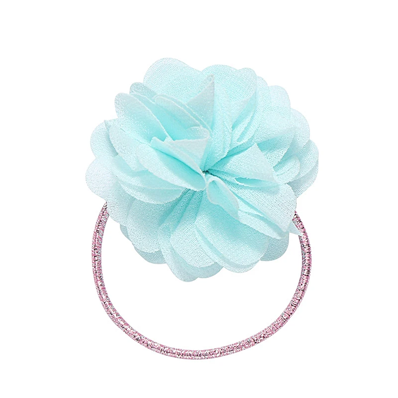 Blue hair elastic 12 шт./лот, эластичные резинки для волос из шифона с цветами, заколки для волос, блестящая Шпилька, аксессуары для волос - Цвет: Blue hair elastic