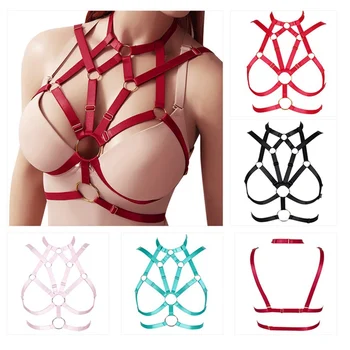 

Fashion Punk Gothic Body Harness Elastic Bra Tops See Through Strap for Women Lingerie Belt Adjust Plus Size Party Club Rave