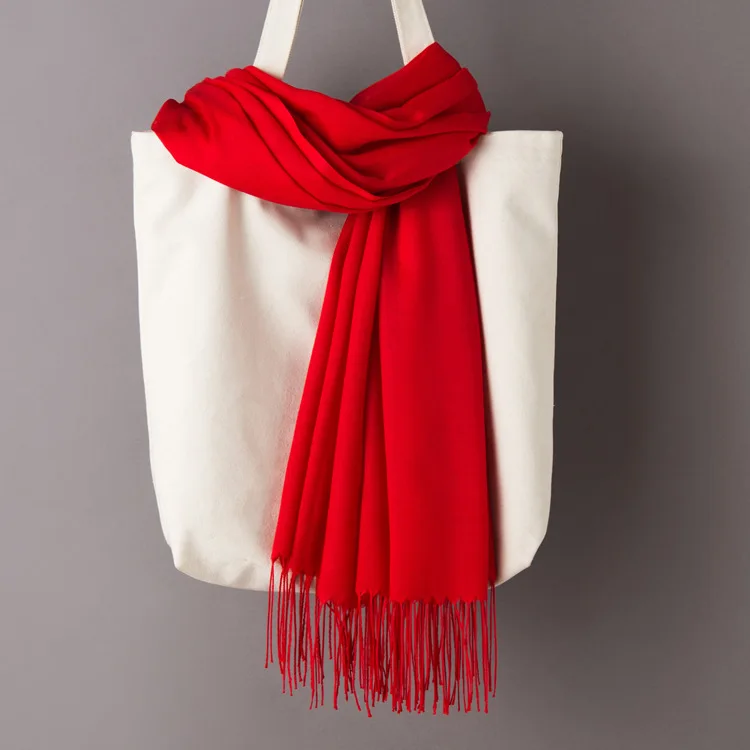 Red Scarf Женские однотонные кашемировые шарфы с кисточками, осень, новые мягкие теплые шарфы для девушек и женщин, тонкий длинный шарф, Женская шаль, мужской шарф - Цвет: Red Scarf