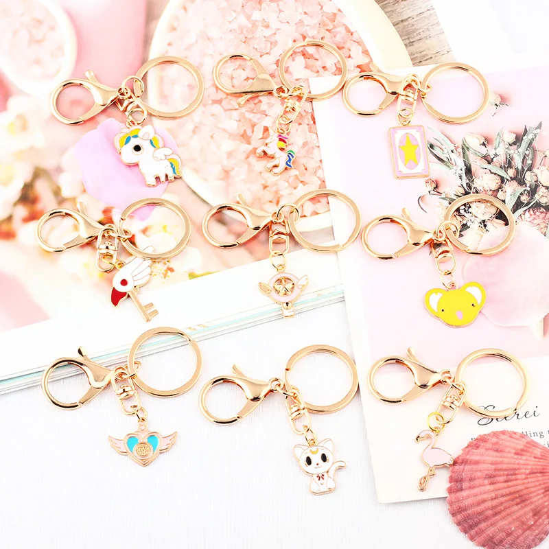 Брелок для ключей с мультяшным единорогом волшебная палочка фламинго японский